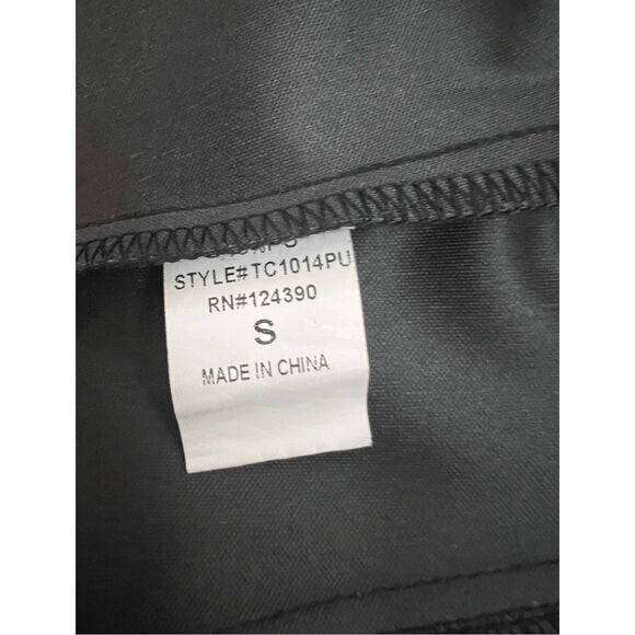 Gothic Black Faux Leather Corset Size Small Crop Top Bustier Boned Hook Closure - Picture 10 of 14